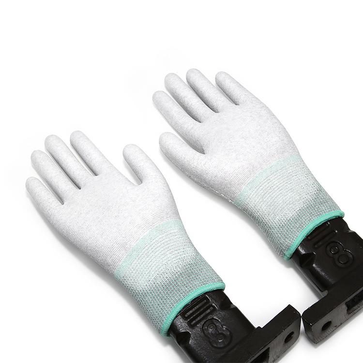 PU coated work gloves wholesale garden welding construction work safety carbon fiber palm esd glove