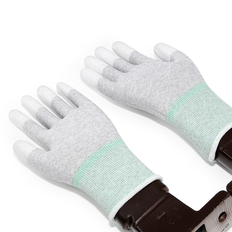 ESD Glove Comfortable Polyester Knitted Inner Top Fit Pu Coated Work Protective Anti Static Carbon Fiber Safety Gloves