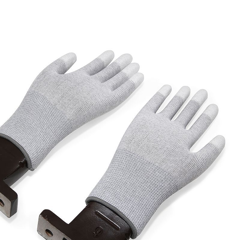 Anti Static Glove Fingertip Carbon Fiber Conductive PU Coated 13 gauge Knitting Safety Work Hands Gloves