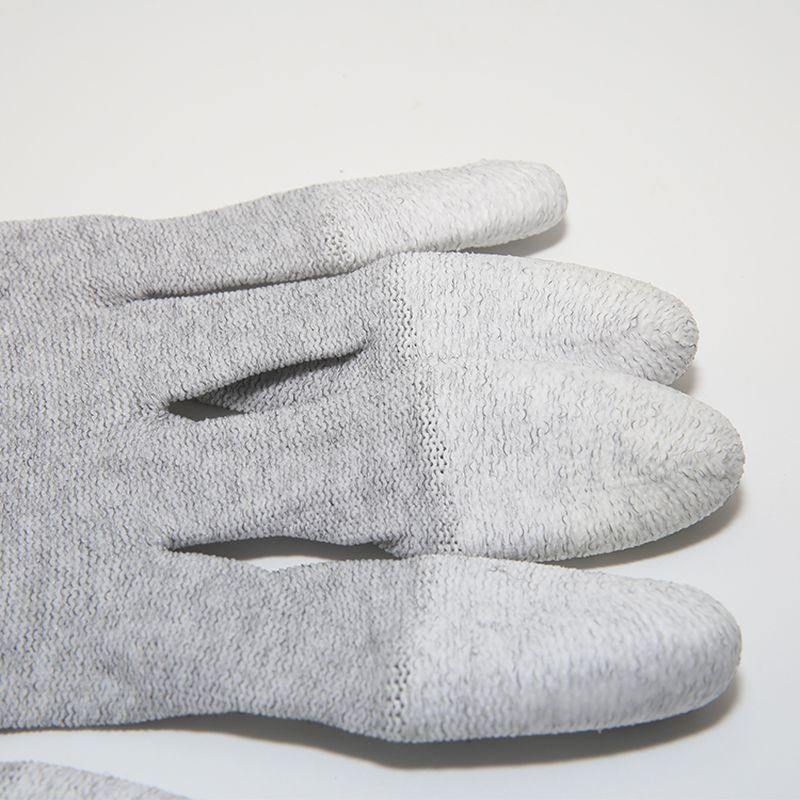 Anti Static Glove Fingertip Carbon Fiber Conductive PU Coated 13 gauge Knitting Safety Work Hands Gloves