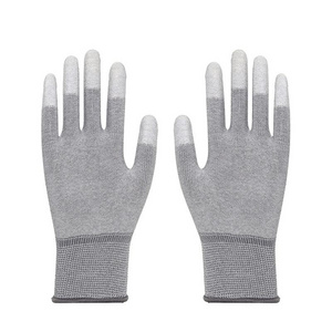 Anti Static Glove Fingertip Carbon Fiber Conductive PU Coated 13 gauge Knitting Safety Work Hands Gloves