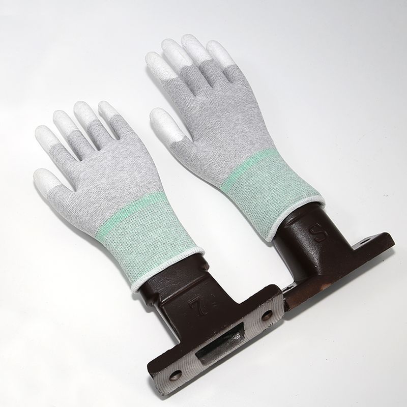 Wholesale Seamless Liner Esd Carbon Fiber Pu Palm Coating Gloves Fit Anti-slip Work Gloves