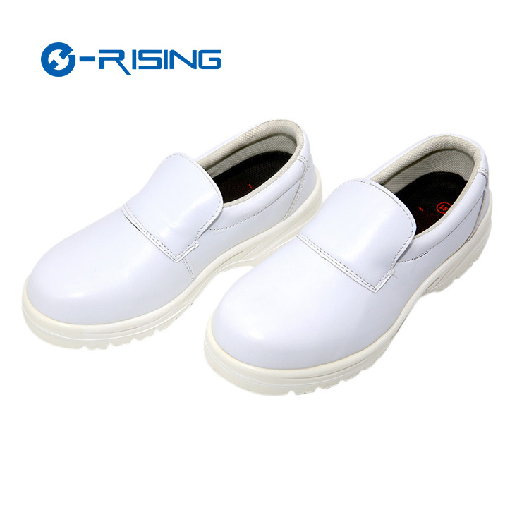 Wholesale Industrial Cleanroom White Leather Lightweight Steel Toe Work Men Woman Safety Shoes