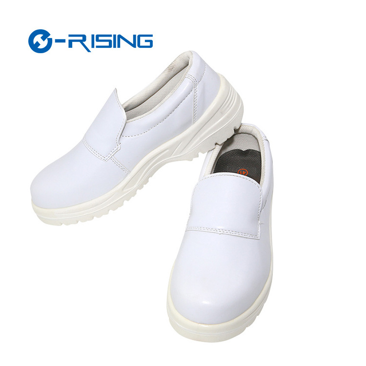 Wholesale Industrial Cleanroom White Leather Lightweight Steel Toe Work Men Woman Safety Shoes