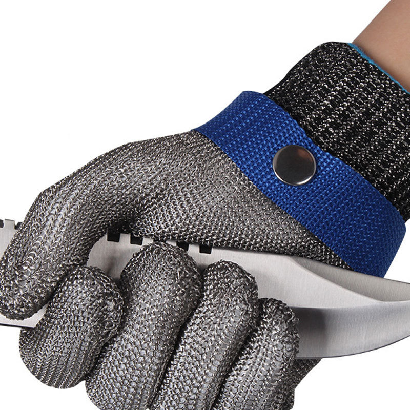 Wire Mesh Working Knuckle Butcher Protection Ambidextrous Safety Gloves Stainless Steel Cut Proof Stab Resistant Steel Grey