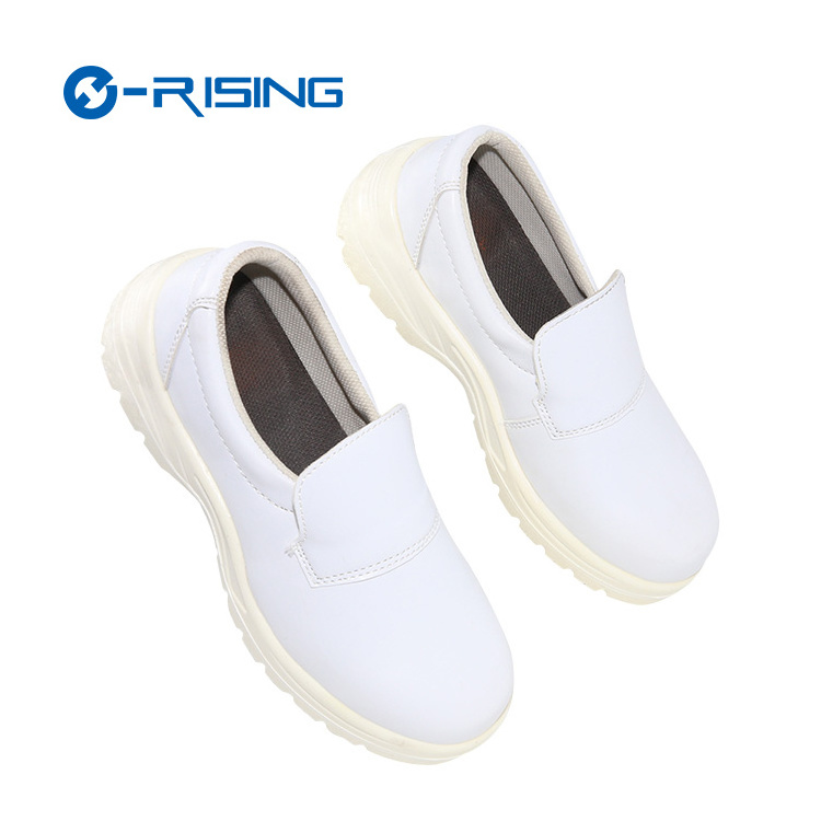 Wholesale Industrial Cleanroom White Leather Lightweight Steel Toe Work Men Woman Safety Shoes