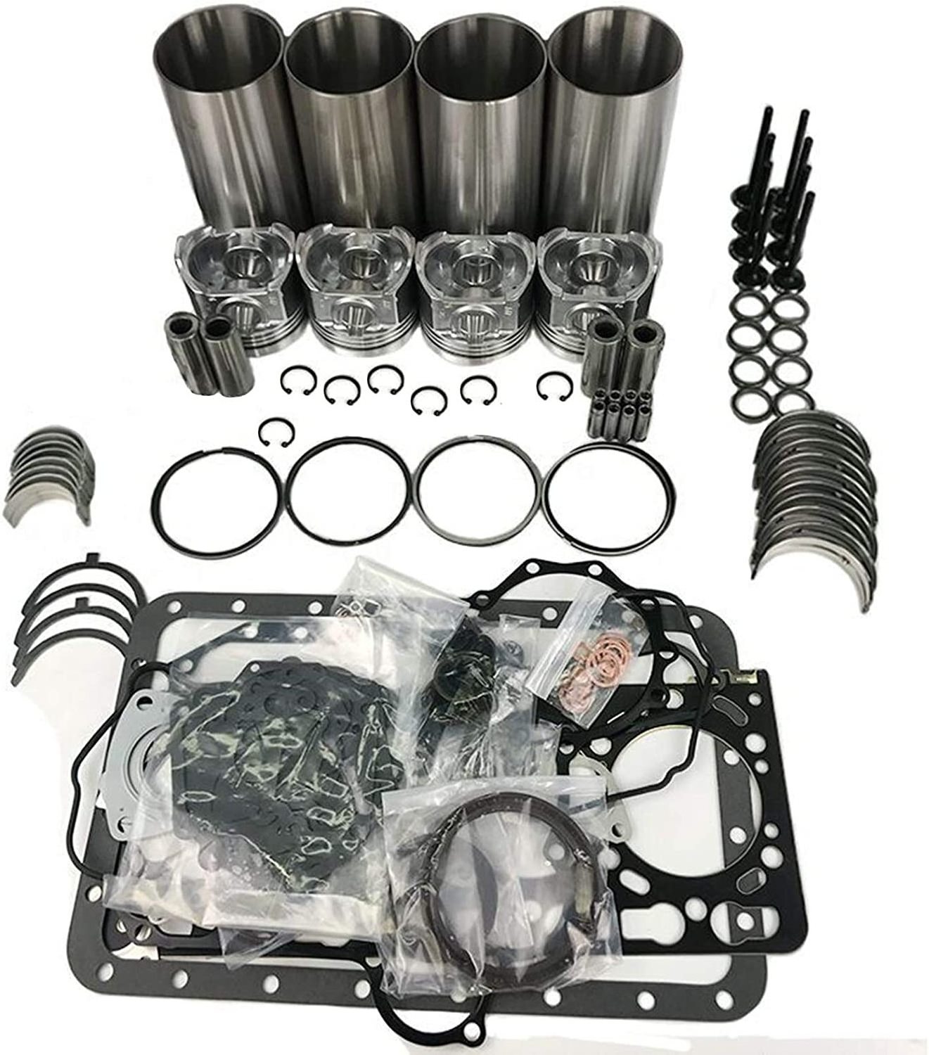 4 Cylinder Overhaul Rebuild Kit Compatible for Kubota V4300 Engine