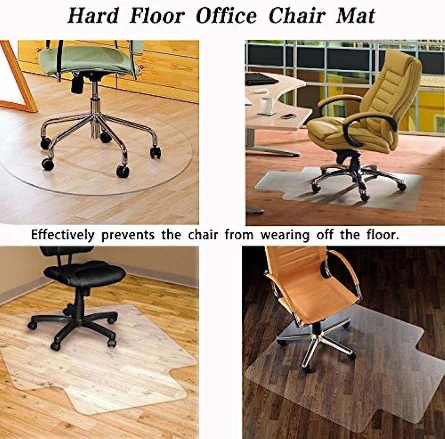 Enhance Your Comfort with SHAREWIN Large Hard Floor Chair Mat - 59''x47'', Heavy Duty Clear Wood/Tile Floor Protector