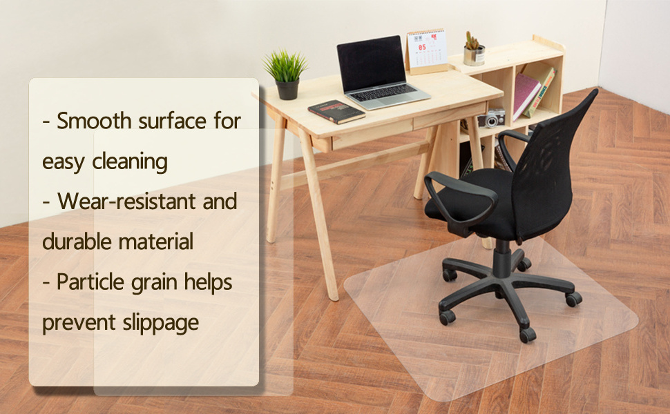 Enhance Your Comfort with SHAREWIN Large Hard Floor Chair Mat - 59''x47'', Heavy Duty Clear Wood/Tile Floor Protector