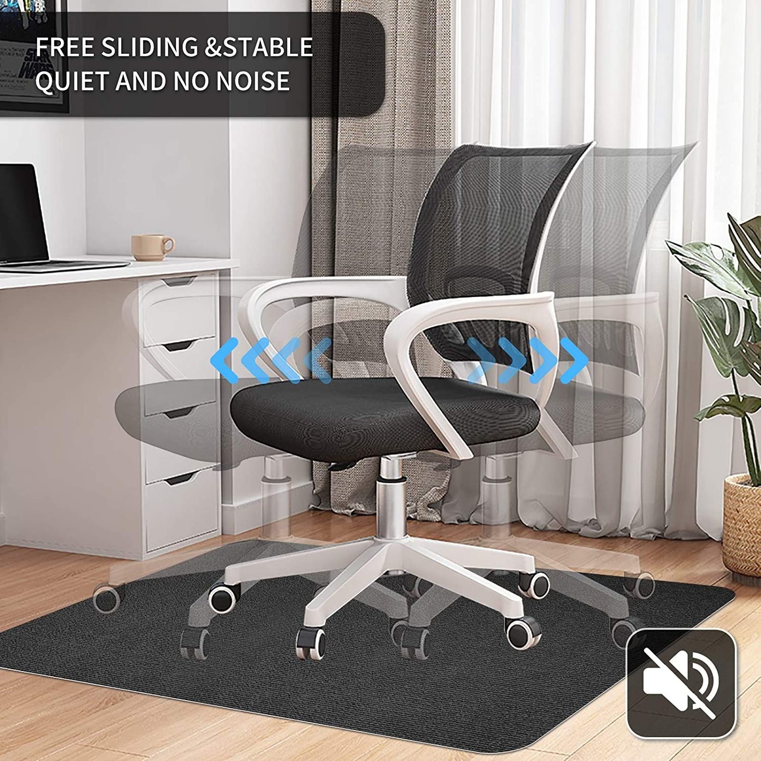 US In Stock Office Chair Mat for Hardwood Floor 0.16 Inches Thick Gaming Chair Mat Dark Grey Black