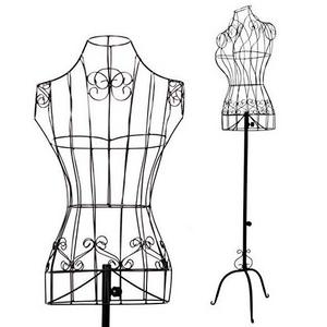 Female Black Steel Wire Half Body Mannequin Dress Form for Sewing Display