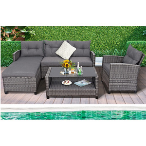 High Quality Garden Popular Outdoor Patio Coffee Table Balcony Rattan Furniture Grey Sofa set