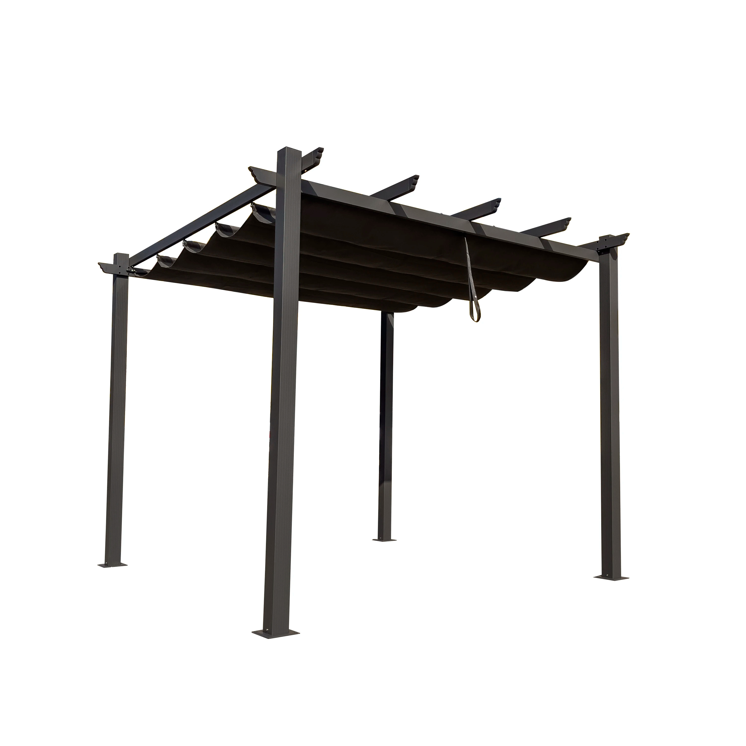 10'x10' Outdoor Retractable Pergola with Sun Shade Canopy Patio Metal Shelter for Porch Beach Pavilion Grill Gazebo Modern