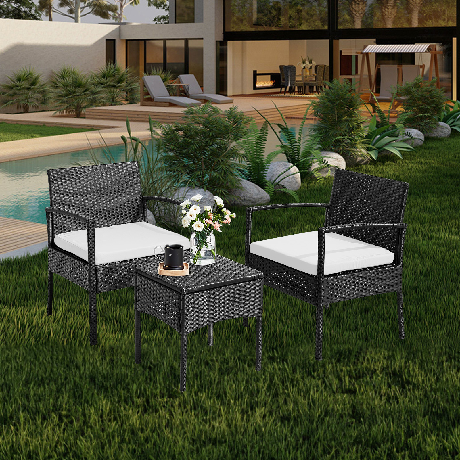 outdoor rattan furniture modern with dining table chairs office furniture modern design 3pc bistro set