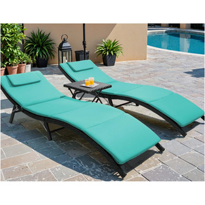 Folding Patio Chaise Lounge Chair for Outside, Set of 2, Adjustable Outdoor Pool Recliner Chair