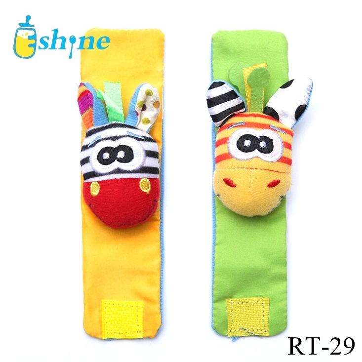 Educational Development Soft Animal Toy Baby  Foot Finder Sock and Wrist Rattle