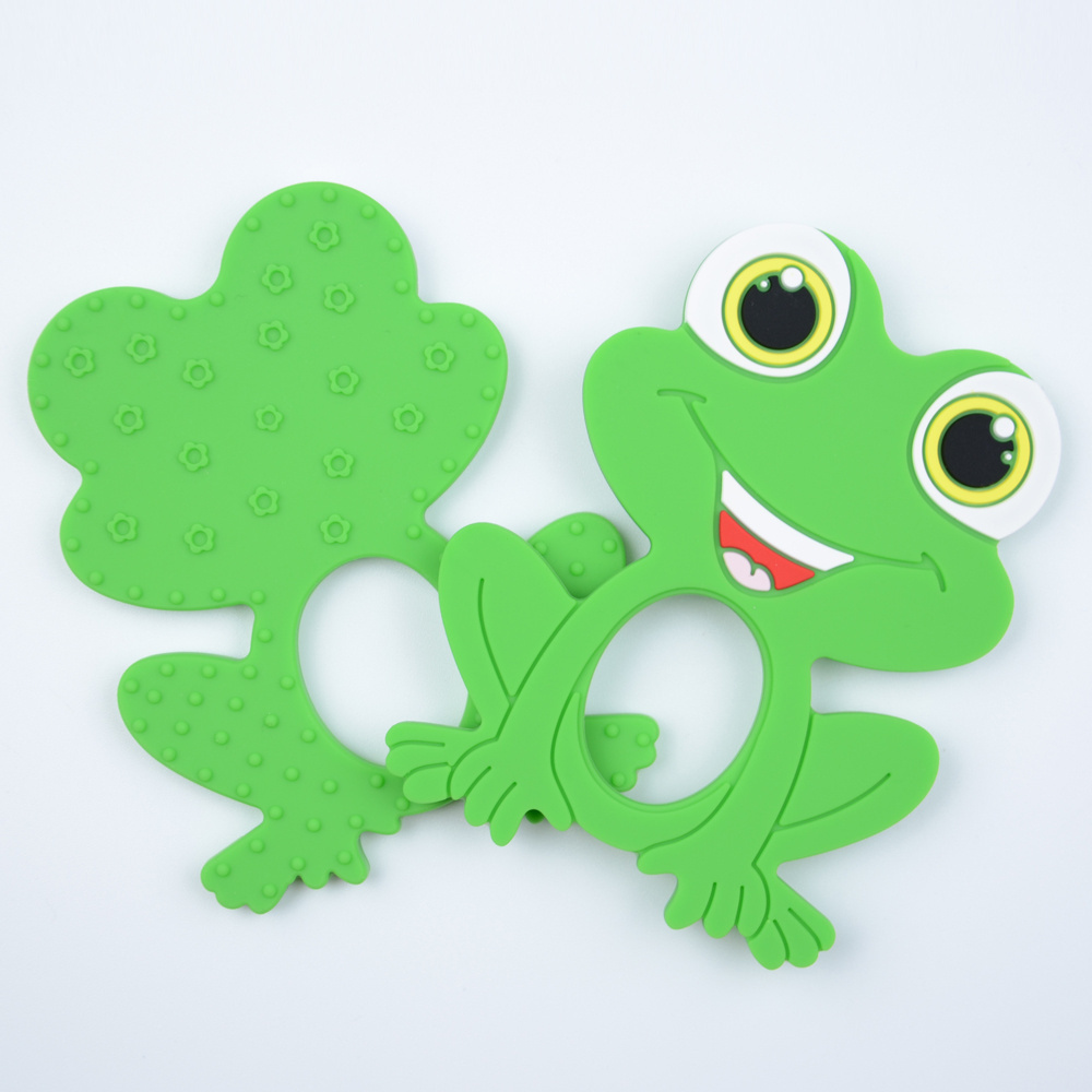 2022 New Soft food grade silicone baby teether for infant cartoon frog rubber baby chew toy baby teething toys