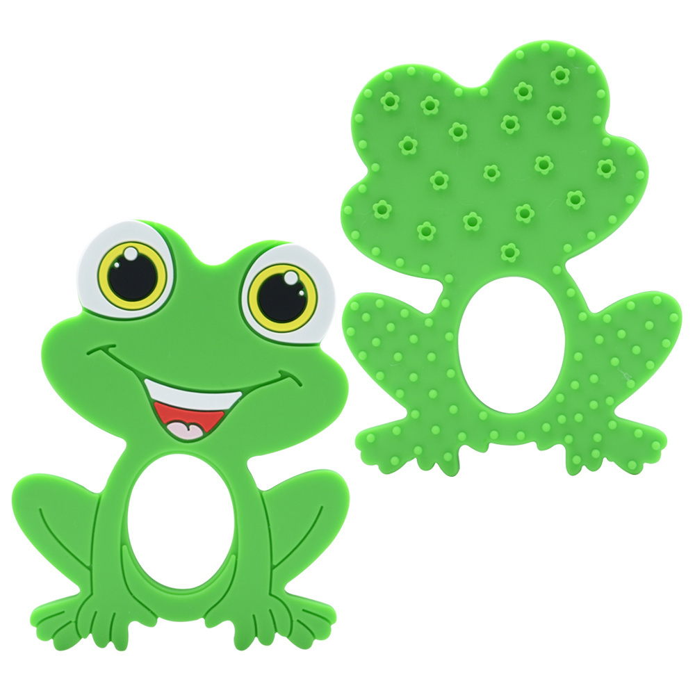 2022 New Soft food grade silicone baby teether for infant cartoon frog rubber baby chew toy baby teething toys