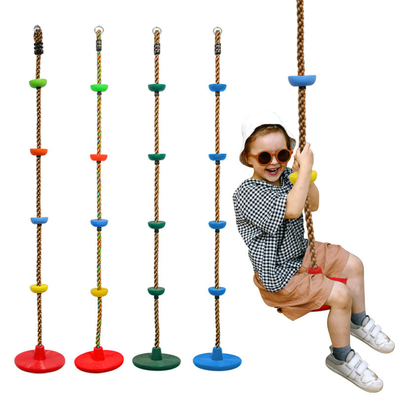 Rope Swing with Tree Strap &  Carabiner Swing Hanging Rope Tree Swing Climbing Rope with Platform Disc