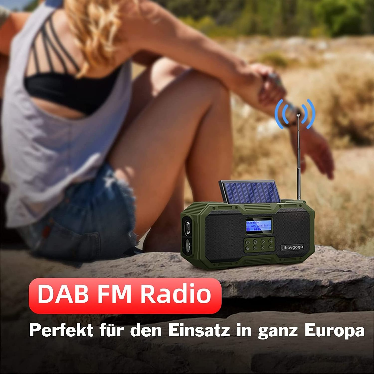 Waterproof Self-power Hand Crank Radio DAB+ Digital Solar Dynamo SOS Emergency Radio HiFi Speaker with Torch 4000mAh Power Bank