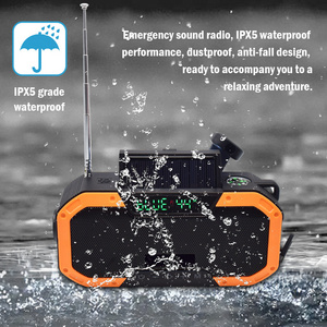 Waterproof & Dustproof Digital Solar Dynamo Hand Crank AM/FM Emergency Radio with Flashlight, SOS Alert Wireless HiFi BT Speaker