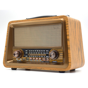 Portable Retro Multi Band Real Wooden Rechargeable Radio With Wireless Link USB TF Mp3 Player Speaker Am Fm Radio