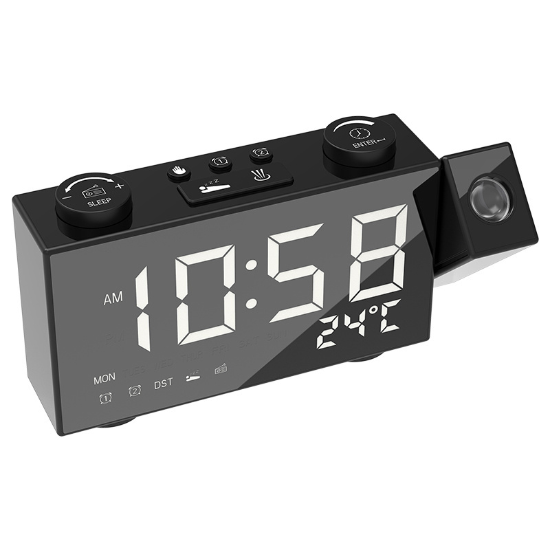 New Design Digital Desk&Table Alarm Clock, Multifunctional Am Fm Portable Radio With Projection Function