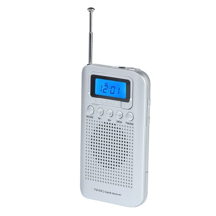 hot sale Best Reception and Longest Lasting Portable Pocket Digital AM/FM Radio with Alarm Clock Operated by 2 AAA Battery