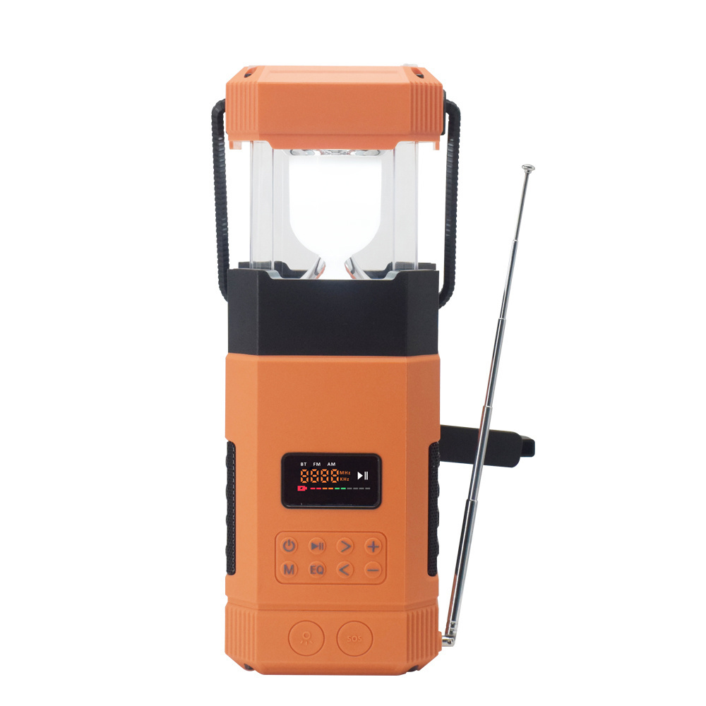 5000mAh Power Bank Emergency Hand Crank DAB+ Radio Portable Outdoor Lantern Light with SOS Voice Alert Wireless BT Speaker