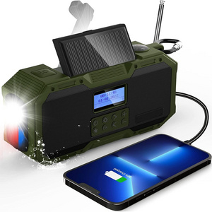 Waterproof Self-power Hand Crank Radio DAB+ Digital Solar Dynamo SOS Emergency Radio HiFi Speaker with Torch 4000mAh Power Bank