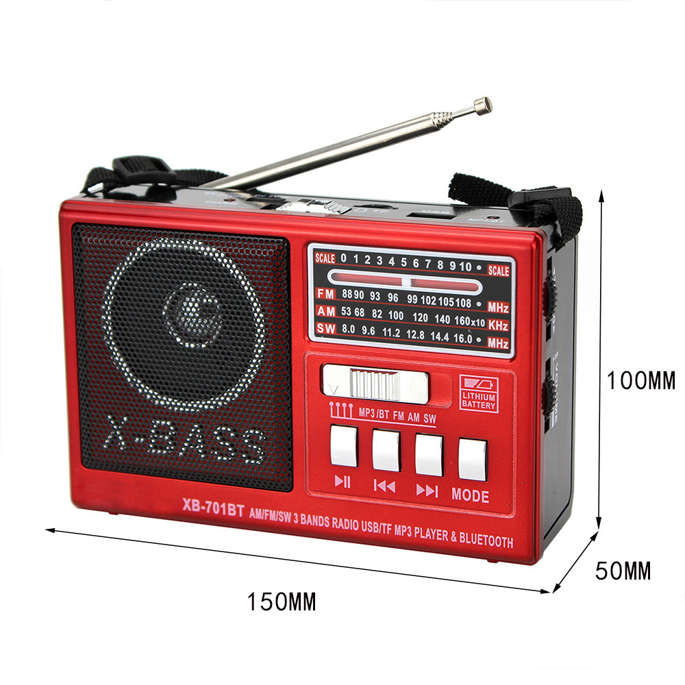 X-Bass Fm/Am/Sw 3 Band Dab Wireless Portable Radio Receiver  With BT USB SD Mp3 Player Speaker And Rechargeable Lithium Battery