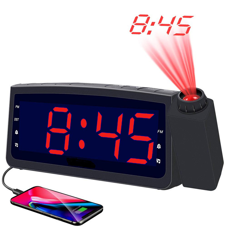 NEW products mini portable digital multi-functions fm radio alarm clock with projection for Bedroom, Kitchen, Hotel, Table, Desk