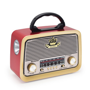 Classic Portable Usb Rechargeable Bt Mp3 Player Am Fm Shortwave 3 Band Multiband Retro Vintage Old Transistor Wooden Home Radio