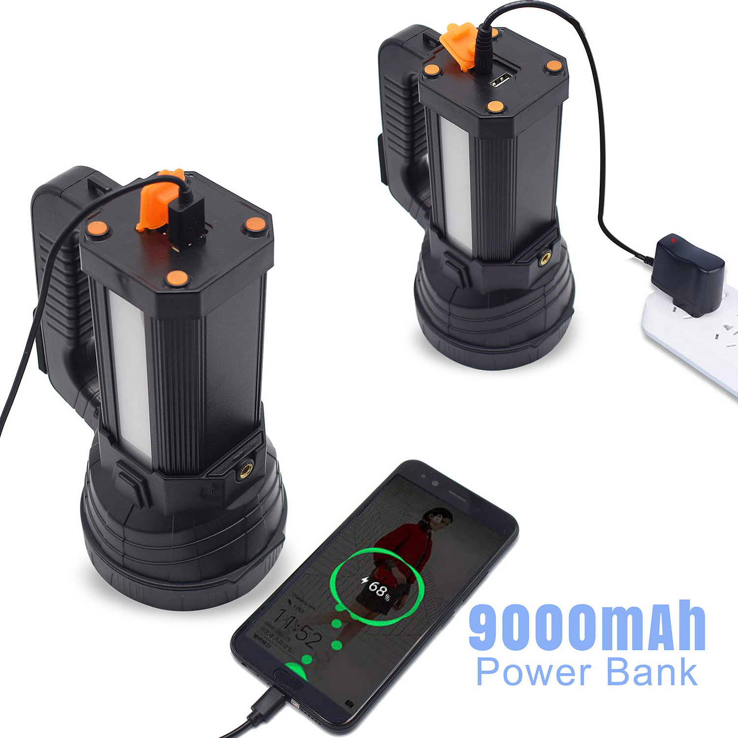 Rechargeablel Handheld Searchlight L953, Most Practical Multi-Functional Spotlight Power Bank Function With USB Output