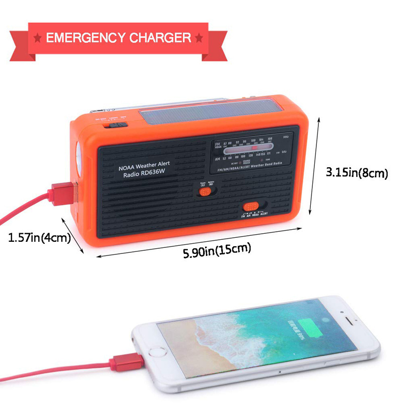 Best Popular Emergency Solar Hand Crank Dynamo NOAA WB AM/FM Radio With LED Flashlight For Home Traveling Camping Radio