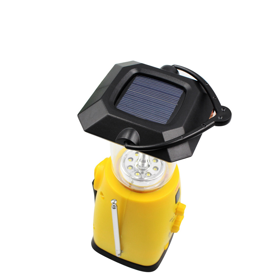 Portable Solar Rechargeable Outdoor Hanging Emergency Lamp, Solar Lantern LED Camping Light with Radio