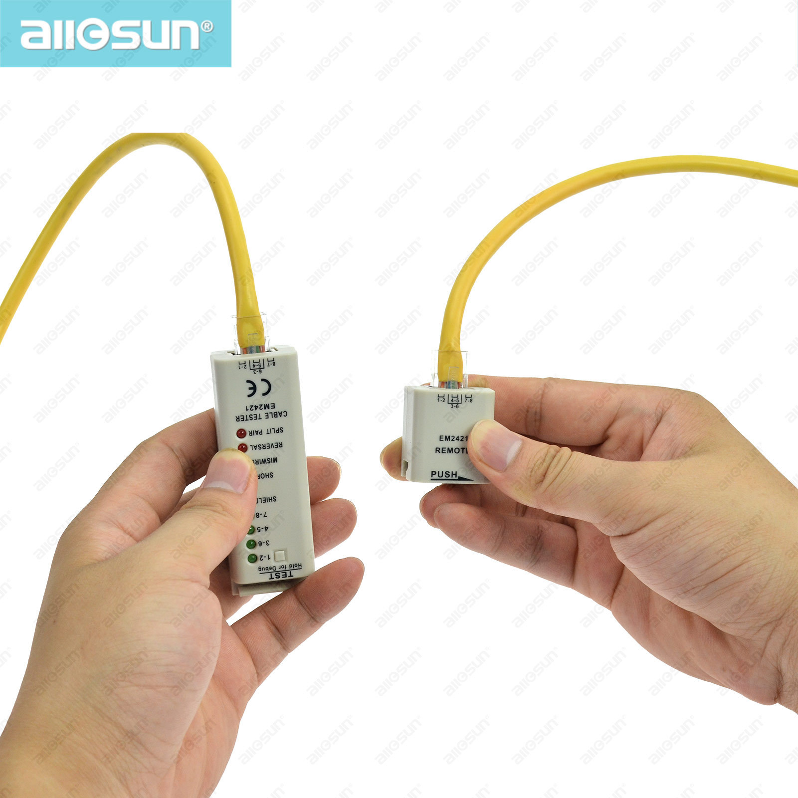 Allosun EM2421 Network Cable Tester RJ45 Diagnose Tool UTP and STP Lan Cable Tester Mini Size Portable