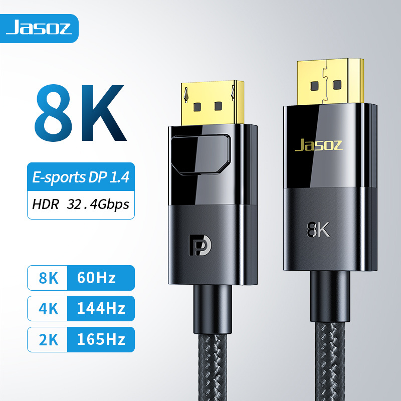 Jasoz Gold Plated 8k Dp 1.4 Cable Display Port To Displayport Cable Male To Male 8k  Displayport to dp cable