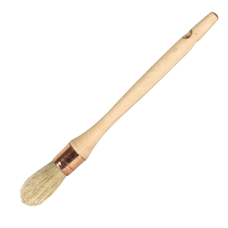 White Bristle Round Paint Brush with Natural Wooden Handle