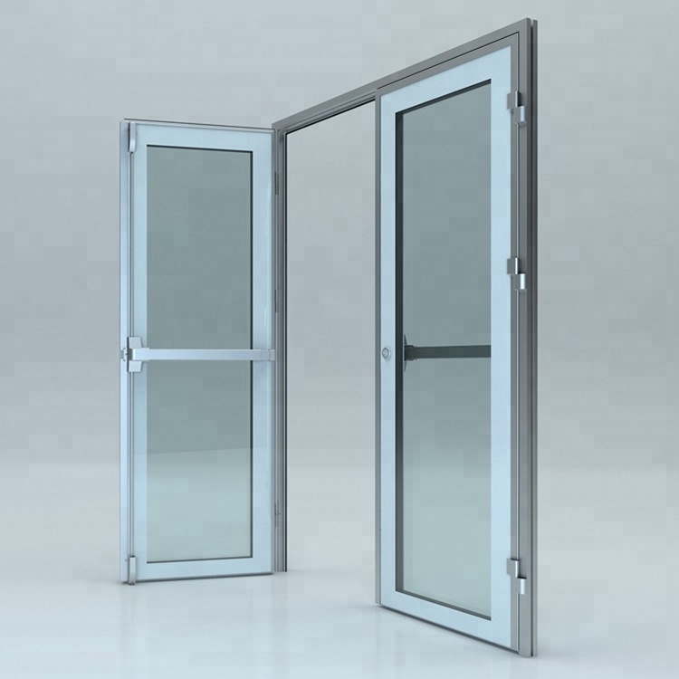 free door Emergency glass emergency exit double door with panic bar