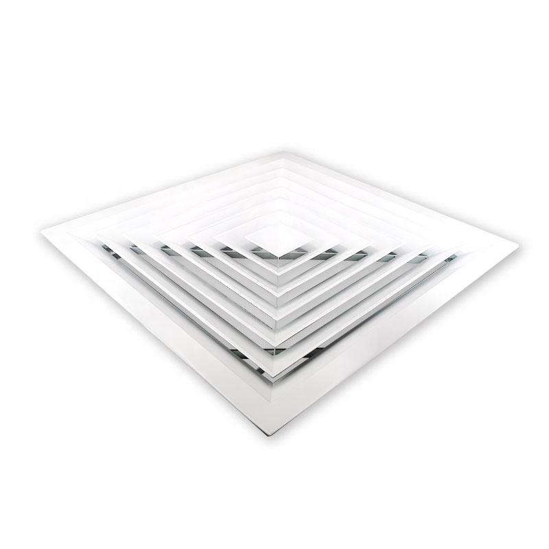 Air Conditioning Aluminum alloy Adjustable Hvac 4 Way Supply  square Ceiling Diffuser with damper