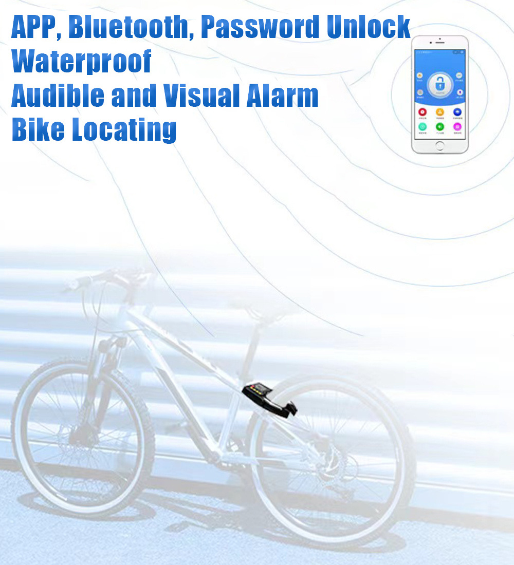 anti-theft smart waterproof outdoor alarm light app bluetooth light quad digit password combination abs bike bicycle u d lock