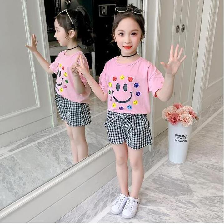 Online Shopping Girl Clothing Summer Cartoon Bowknot Grid Stickers Fancy Jumpsuits Made In China