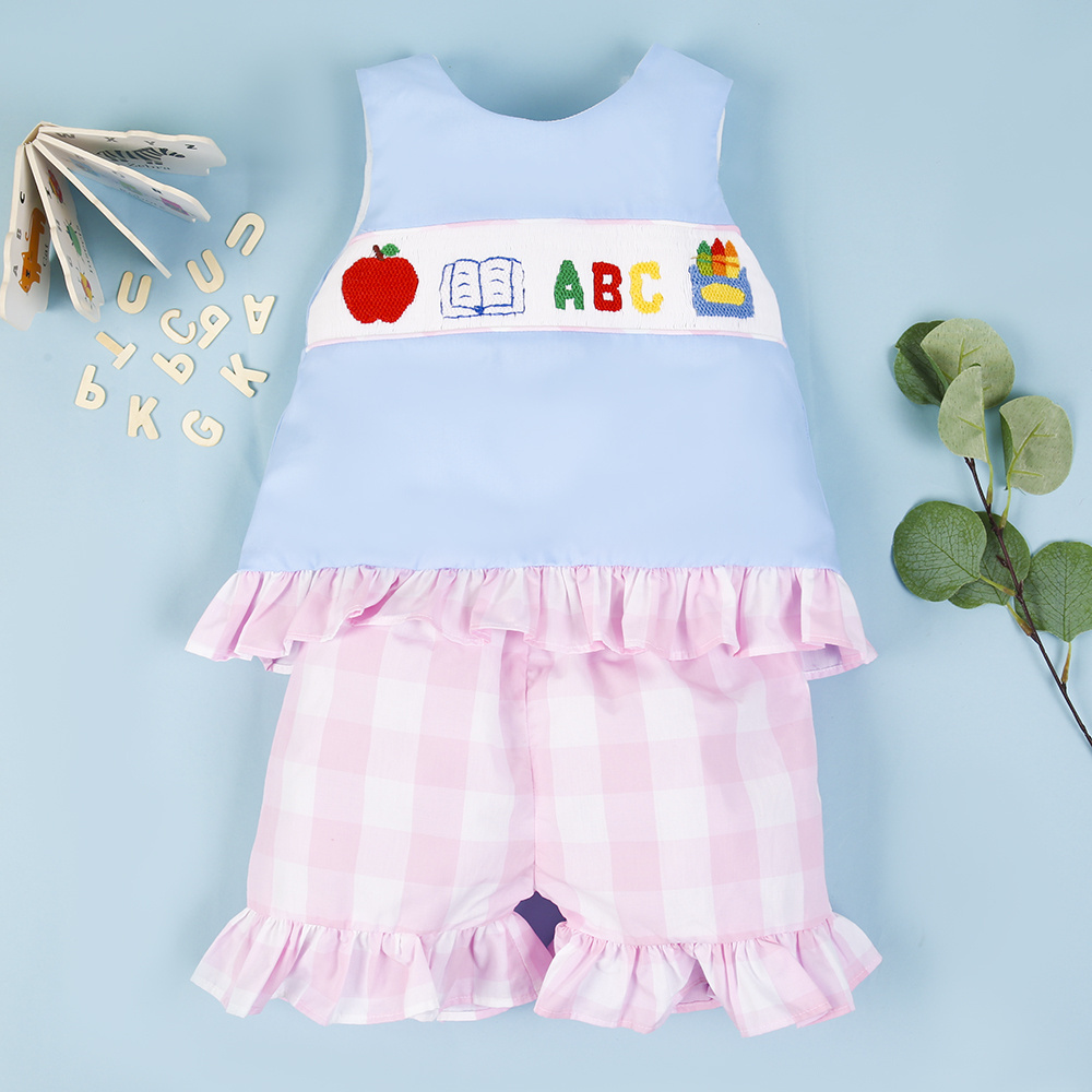 Alphabet baby girl smocked clothing OEM ODM baby girls' clothing sets wholesale kid girl clothing - BB2166