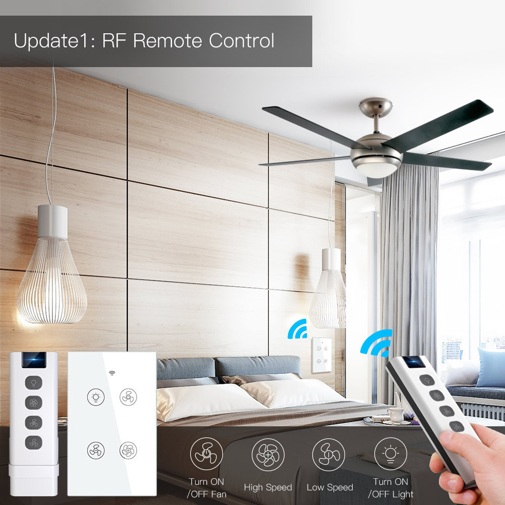 WiFi Smart Ceiling Fan Light Wall Switch Life Tuya APP Remote Various Speed Control Interruptor Compatible For Alexa Google Home