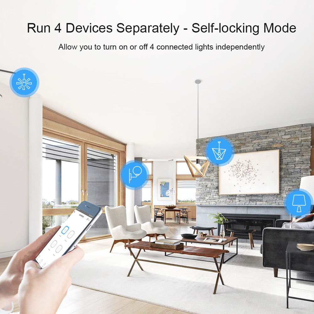 Sonoff 4CH R3 Smart Switch 4 Gang Din Rail Mounting WIFI Smart ON/OFF Wireless DIY Timer Switch Smart Home Automation