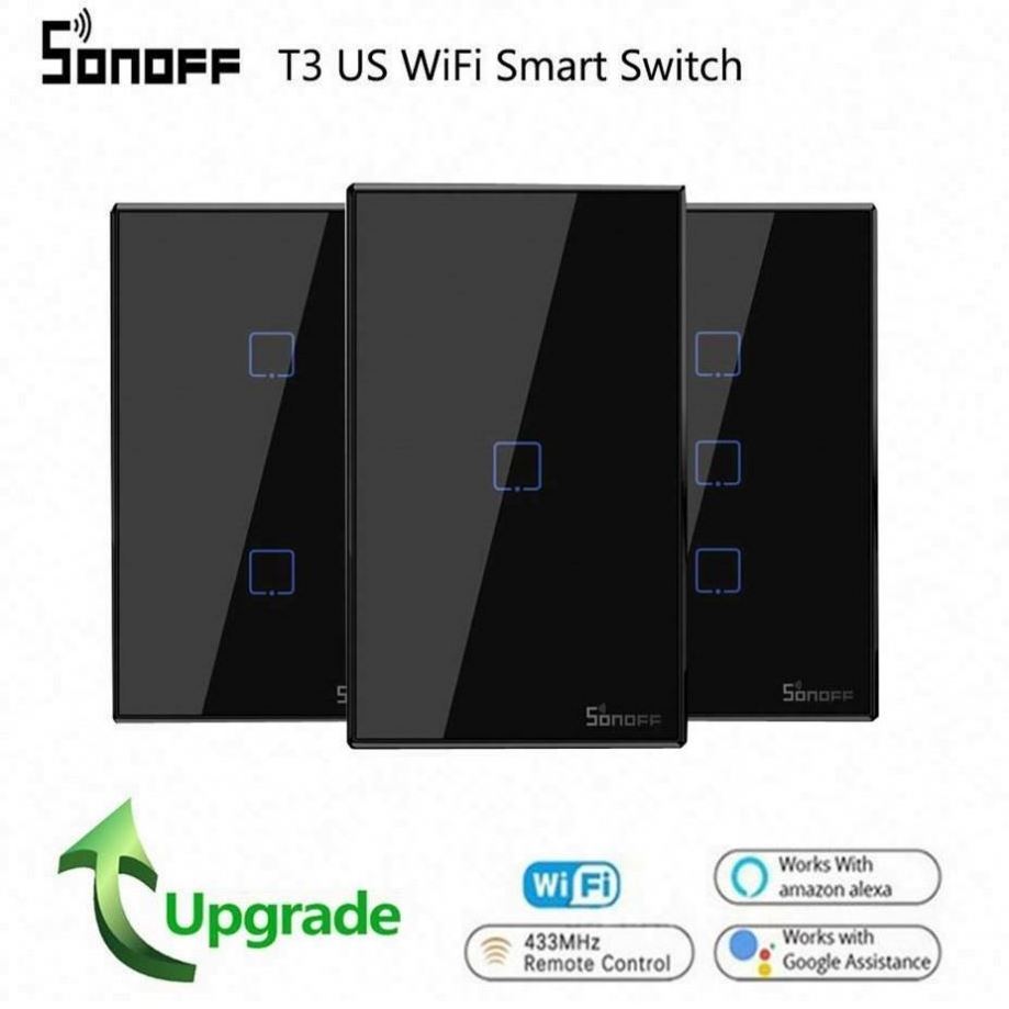 Sonoff T3 US 3gang smart wireless kinetic switch 100-240v wireless wall switch wireless switch 480w/gang  wifi led controlled