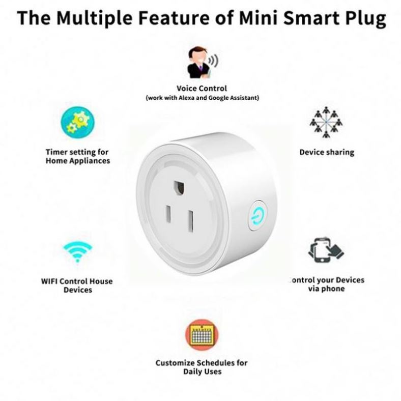 tuya US  standard  Mini smart socket 10A 100-240V AC wifi plug wireless remote control turn on/off power switch