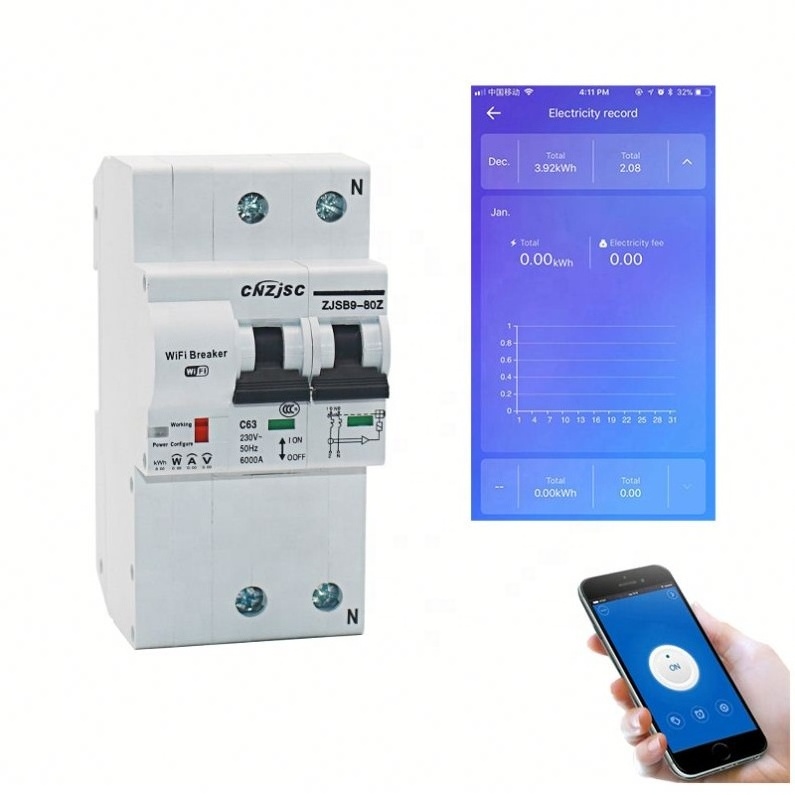 2P Remote control Wifi Circuit Breaker /Smart Switch/ Intelligent Automatic Recloser overload short circuit protection