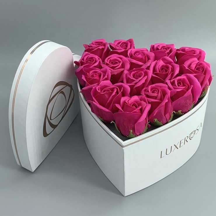 Wholesale high quality heart shaped flower box with sponge for preserved roses